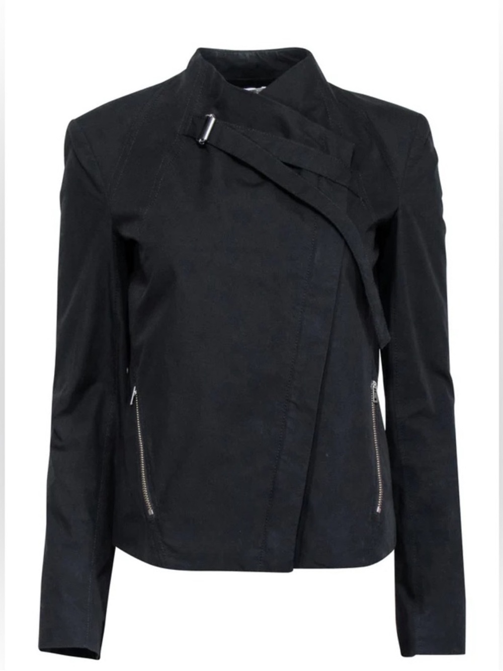 Helmut Lang Black Asymmetric Moto Jacket